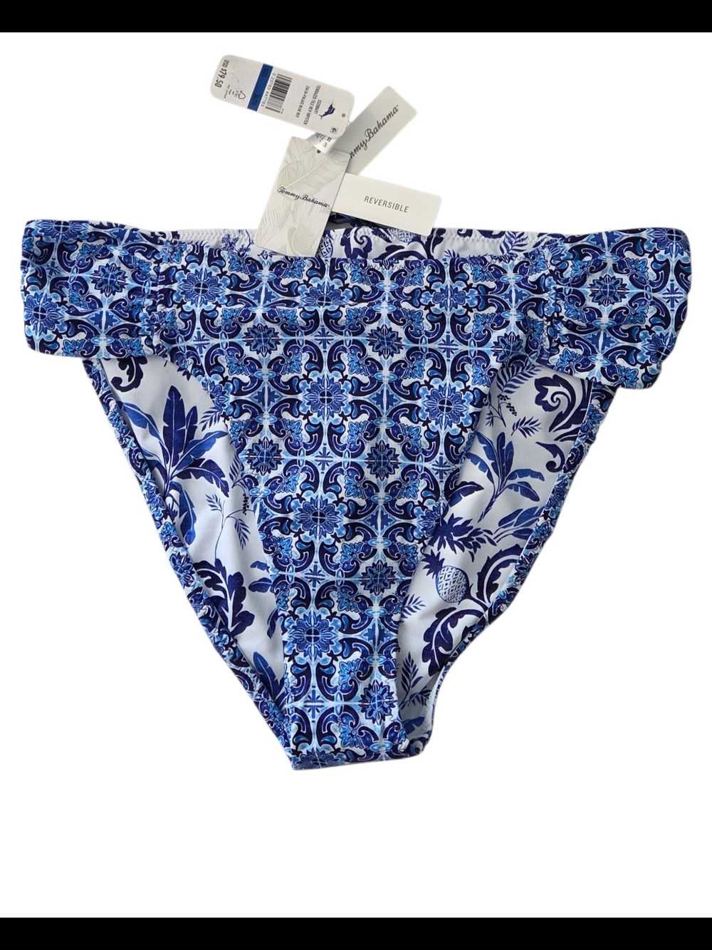 Tommy Bahama Reversible Blue Tile Print Bikini Bottoms